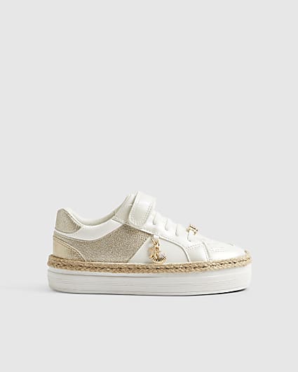 Girls Gold Sea Shell Trainers
