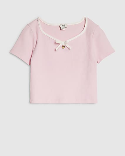 Girls Pink Bow Top