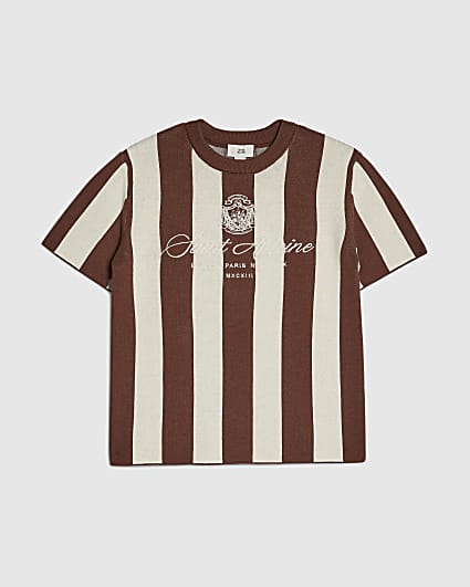 Boys Brown Stripe Football T-Shirt