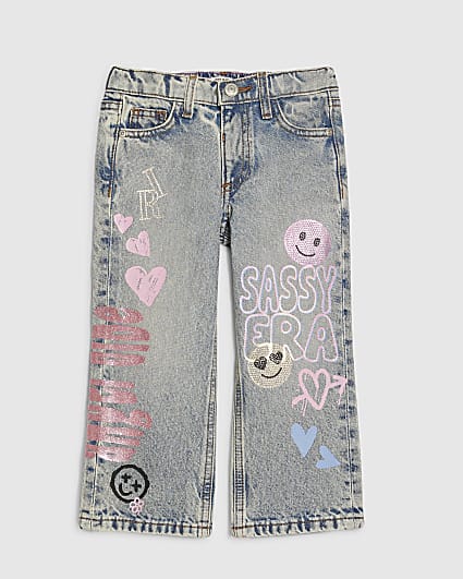Mini Girls Blue Sassy Era Straight Leg Jeans