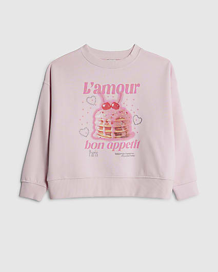 Girls Pink L'amour Paris Pancakes Sweatshirt