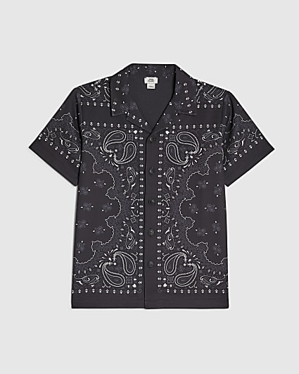 Boys Black Bandana Print Shirt
