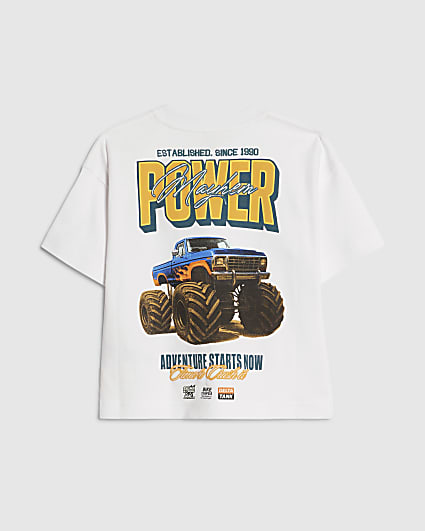 Mini Boys White Monster Truck T-Shirt