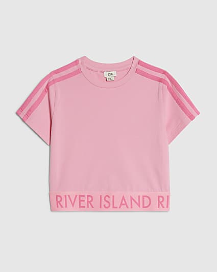 Girls Pink Side Stripe Top