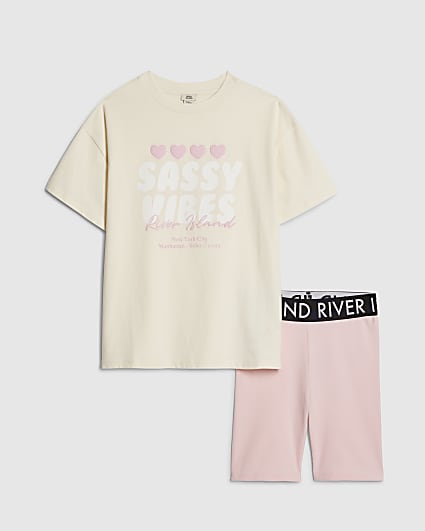 Girls Yellow Sassy Vibes T-Shirt Set