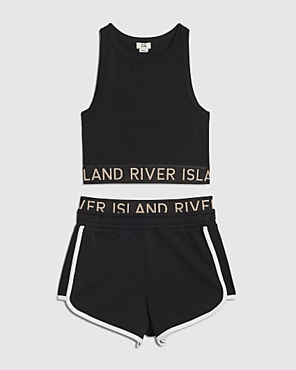 Girls Black RI Tank And Shorts Set