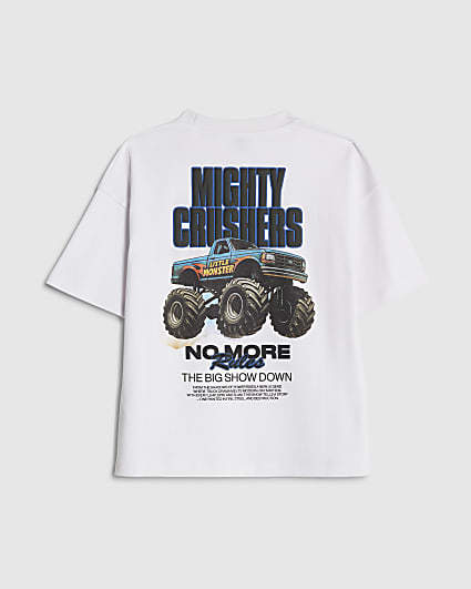 Boys White Mighty Crushers Truck T-Shirt