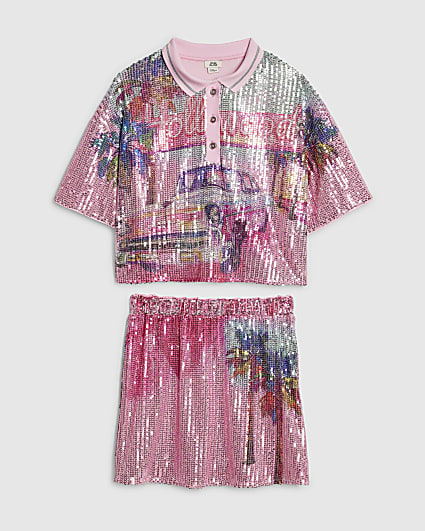 Girls Pink Year Zero Sequin Set