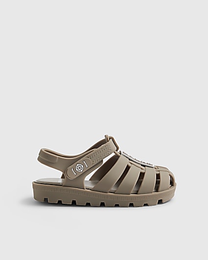 Mini Boys Beige Caged Jelly Sandals