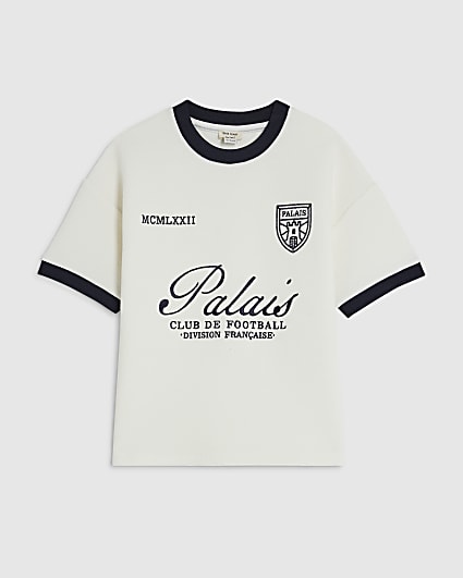 Mini Boys Cream Ribbed Palais T-Shirt