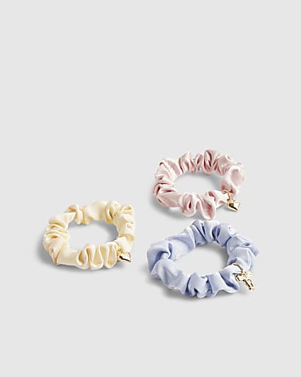 Girls Multi Colour Charm Pack Of 3 Scrunchies