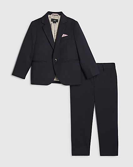 Mini Boys Navy Tailored Suit Jacket Set