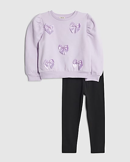 Mini Girls Purple 3D Bow Sweatshirt
