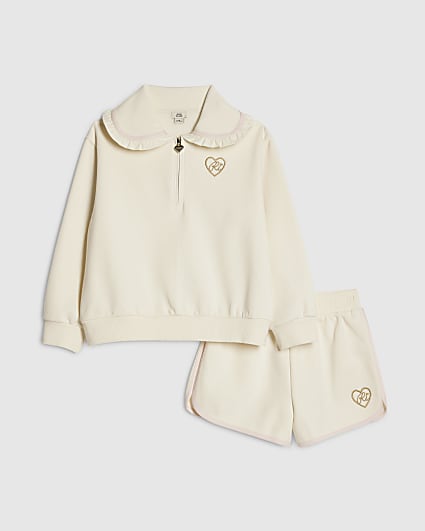 Girls Cream Collar Sweatshirt Set