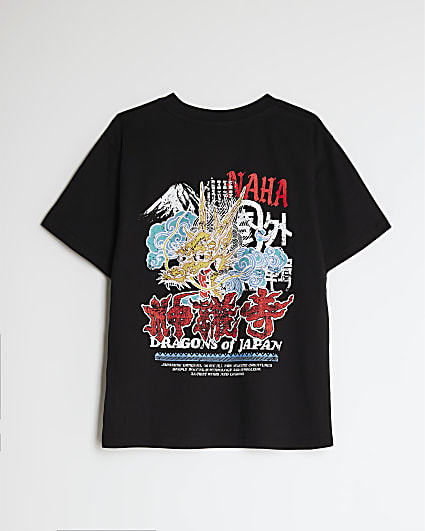Boys Black Naha Japanese Dragon T-Shirt