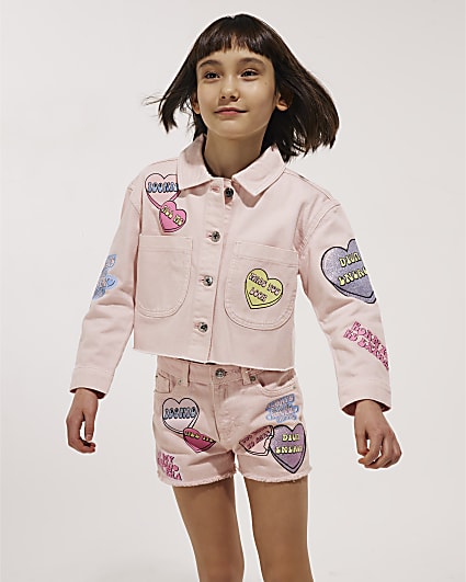 Girls Pink Love Heart Shorts