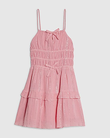 Mini Girls Pink Tiered Dress