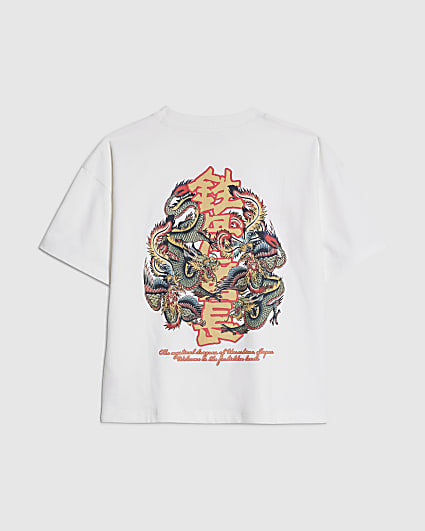 Boys White Japanese Dragon T-Shirt