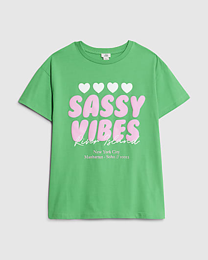 Girls Green Sassy Vibes T-shirt