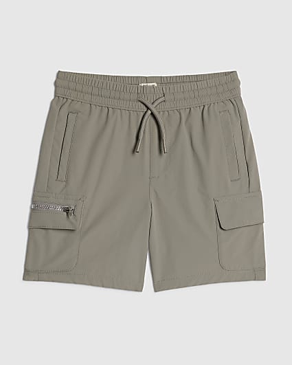 Mini Boys Grey Zip Cargo Shorts