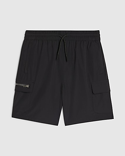 Boys Black Zip Cargo Shorts