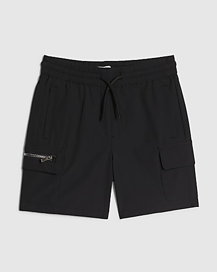 Mini Boys Black Zip Cargo Shorts