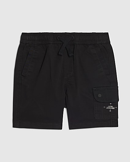 Mini Boys Black Twill Cargo Shorts