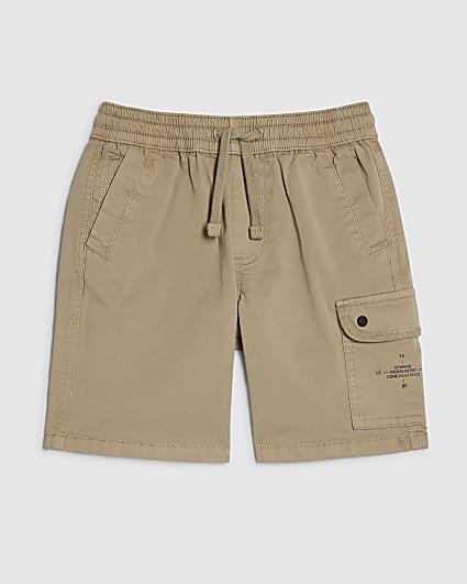 Boys Beige Twill Cargo Shorts