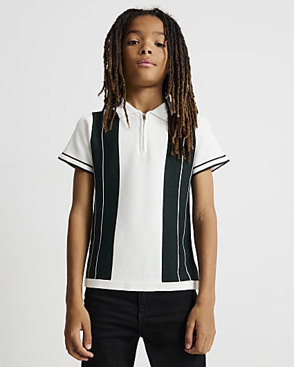 Boys Green Stripe Polo Shirt