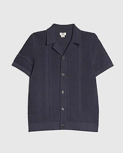 Boys Navy Knitted Shirt