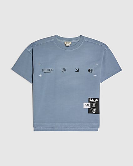 Mini Boys Blue Blurred Studia Club T-Shirt