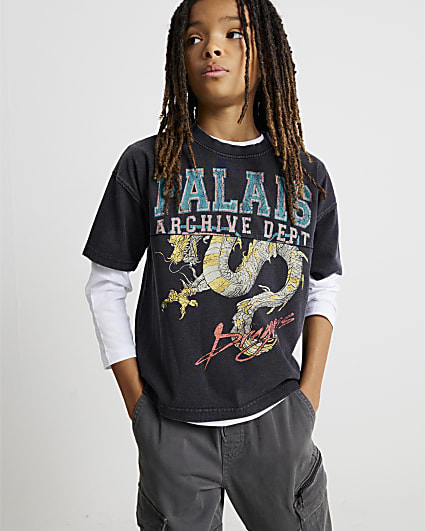 Boys Black Palais Dragon Splice T-Shirt