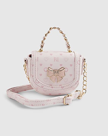 Girls Pink Monogram Cross Body Bag