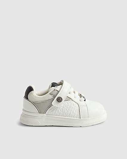 Mini Boys White RI Embossed Trainers