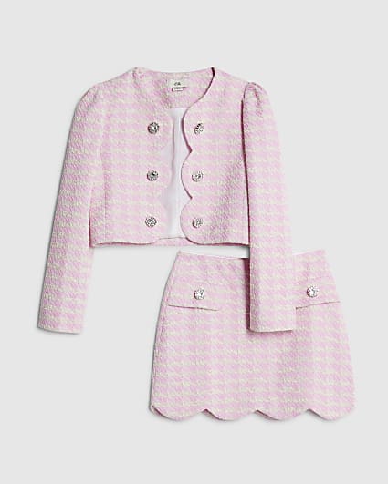 Girls Pink Scallop Skirt Set