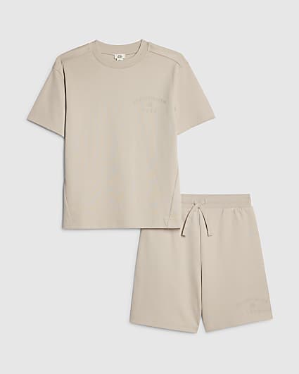 Boys Beige Essentialism T-Shirt Set