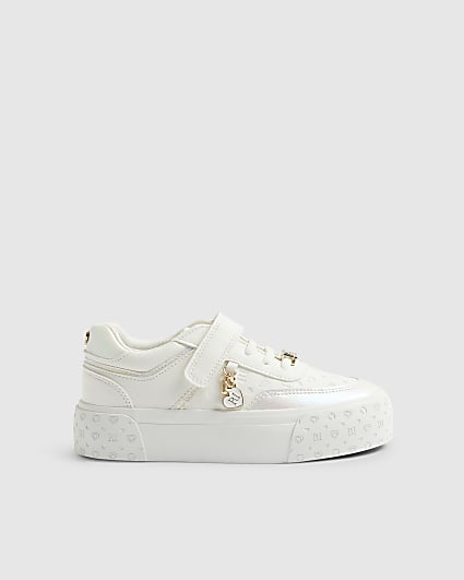 Girls White Monogram Trainers