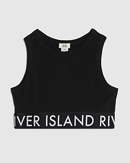 Girls Black RI Crop Tank Top