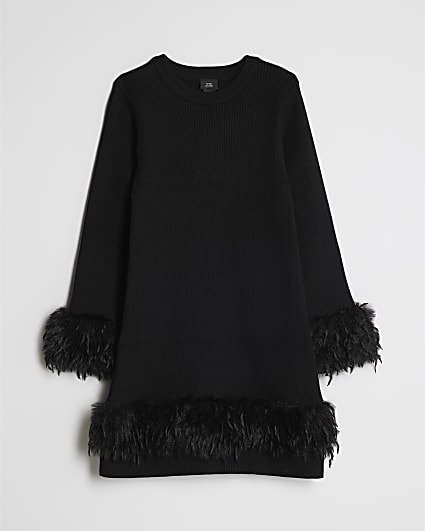 Girls Black Feather Dress