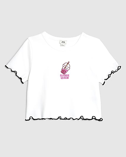 Girls White Bubble Queen Baby T-Shirt