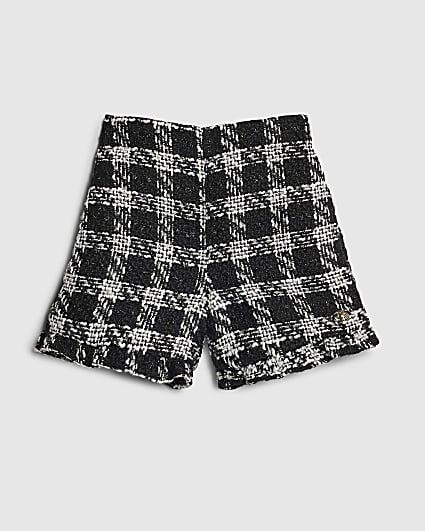 Mini Girls Black Boucle Frill Shorts