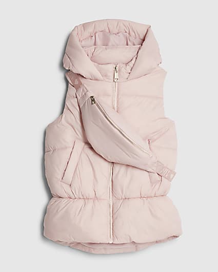 Girls Pink Gilet With Bag Set