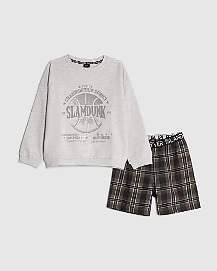Boys Grey Slam Dunk Sweatshirt Pyjama Set