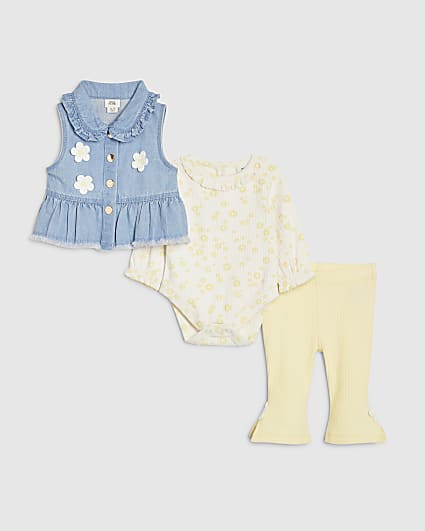 Baby Girls Blue Daisy Gilet Set