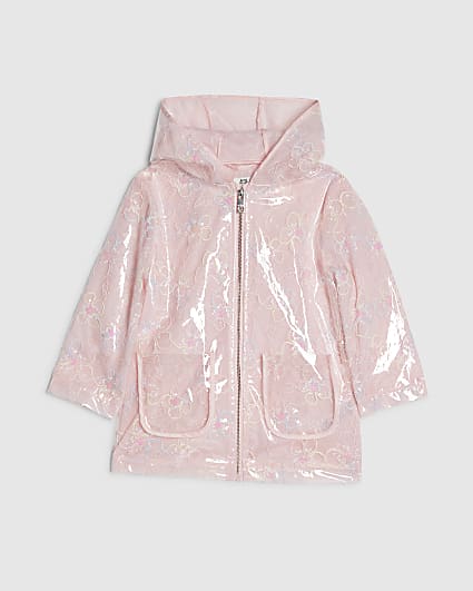 Mini Girls Pink Floral Raincoat