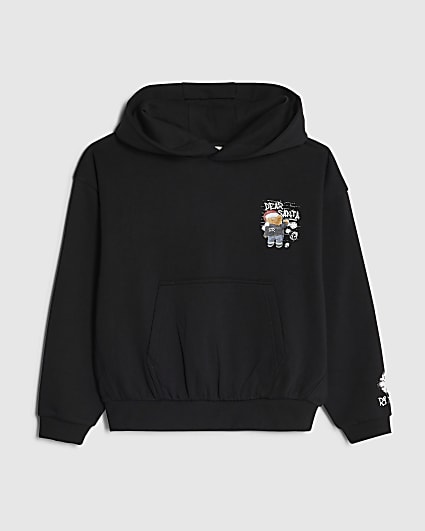 Boys Black Dear Santa Bear Hoodie