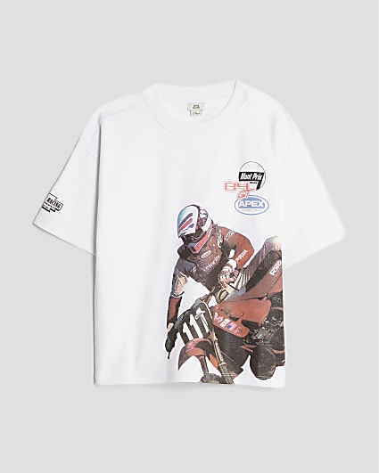 Boys White Bike Graphic T-Shirt