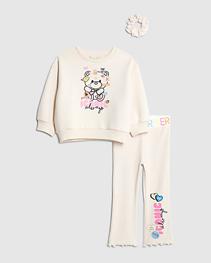Mini Girls Pink Iconic Bear Sweatshirt Set