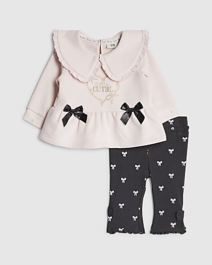 Baby Girls Pink Cute Bow Sweatshirt Set