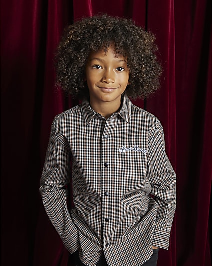 Boys Beige Check Shirt